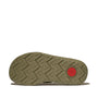 FitFlop RELIEFF RECOVERY Womens Toe Post Sandals Camo-Green sole view showing rubber grip pattern and red accent.
