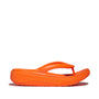FitFlop RELIEFF RECOVERY Womens Toe Post Sandals Pop Orange side view showcasing EVA upper and rubber sole.