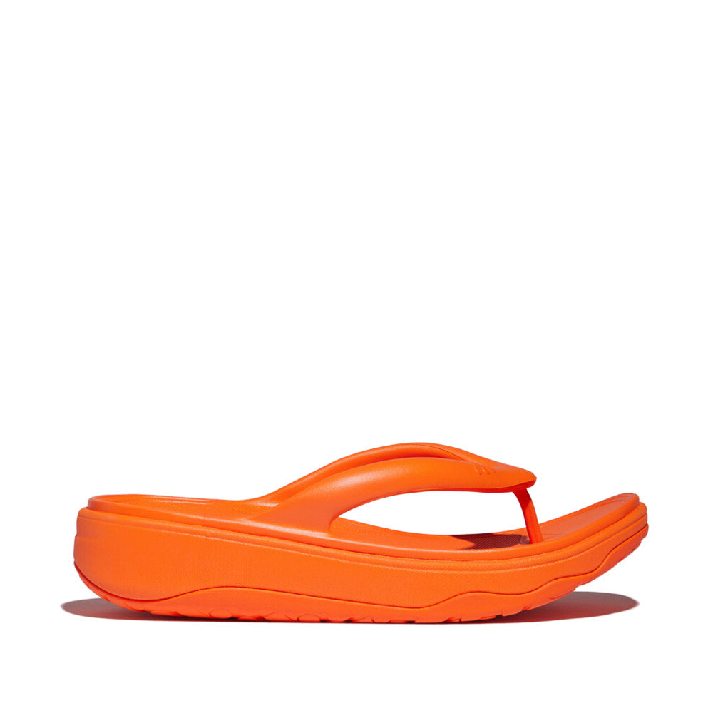 FitFlop RELIEFF RECOVERY Womens Toe Post Sandals Pop Orange side view showcasing EVA upper and rubber sole.