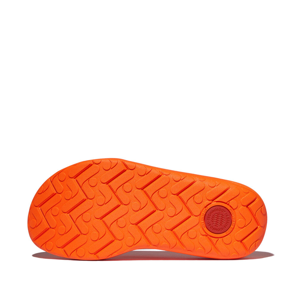FitFlop RELIEFF RECOVERY Womens Toe Post Sandals Pop Orange bottom view rubber sole with traction pattern