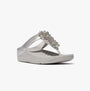 FitFlop FINO BAUBLE-BEAD Womens Toe Post Sandals Silver side view showcasing the beaded detail and comfortable sole.