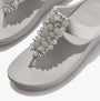 FitFlop FINO BAUBLE-BEAD Womens Toe Post Sandals Silver detail view with decorative beads on the strap
