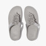 FitFlop FINO BAUBLE-BEAD Womens Toe Post Sandals Silver overhead view showing bead details and slip-on design.