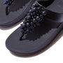 FitFlop FINO BAUBLE-BEAD Womens Toe Post Sandals Midnight Navy detail view showing beaded design.