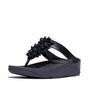 FitFlop FINO BAUBLE-BEAD Womens Toe Post Sandals Midnight Navy side view showcasing the stylish bead detailing and comfortable design.