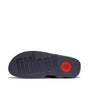 FitFlop FINO BAUBLE-BEAD Womens Toe Post Sandals Midnight Navy bottom view showing rubber sole detail.