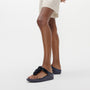 FitFlop FINO BAUBLE-BEAD Womens Toe Post Sandals Midnight Navy side view worn with casual outfit