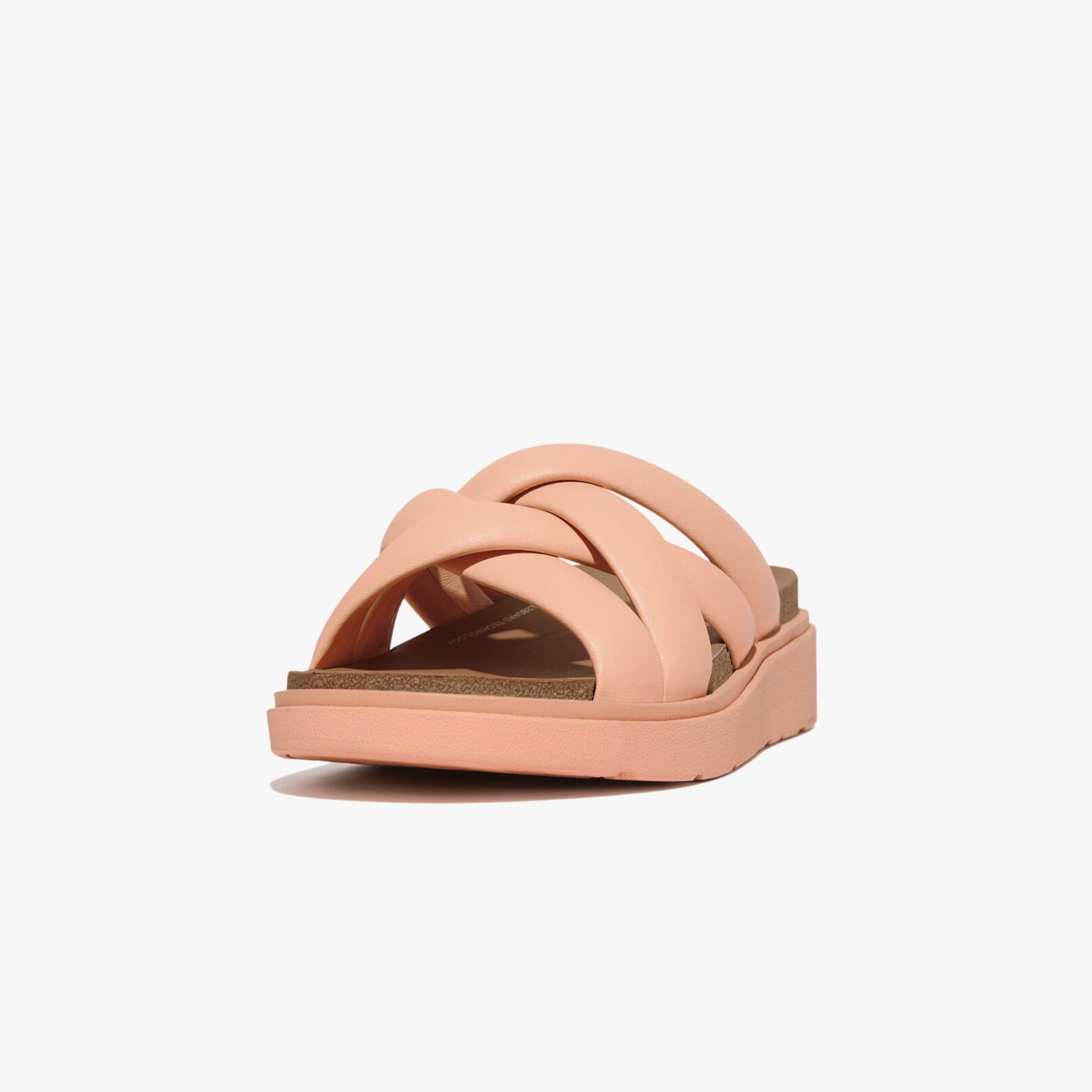 FitFlop GEN-FF PADDED-STRAP Womens Slides Blushy front view showing soft pink padded straps and comfortable sole.