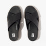 FitFlop ELOISE LEATHER Womens Cross Slides Black overhead view featuring cross leather straps