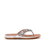 FitFlop GRACIE JEWEL-DELUXE Womens Flip Flops Silver side view with embellished strap and rubber sole.