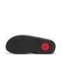 FitFlop FINO CRYSTAL-CHAIN Womens Toe Post Sandals Black bottom view showcasing rubber sole with red details.