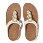 FitFlop FINO CRYSTAL-CHAIN Womens Toe Post Sandals Urban White top view with decorative chain detail on strap.