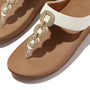 FitFlop FINO CRYSTAL-CHAIN Womens Toe Post Sandals Urban White top view showing plush footbed and elegant crystal chain detail.