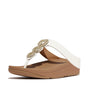 FitFlop FINO CRYSTAL-CHAIN Womens Toe Post Sandals Urban White side view featuring a platform heel and crystal chain details.