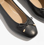 FitFlop DELICATO BOW Womens Ballet Flats Black top view showing black leather upper and bow detail.