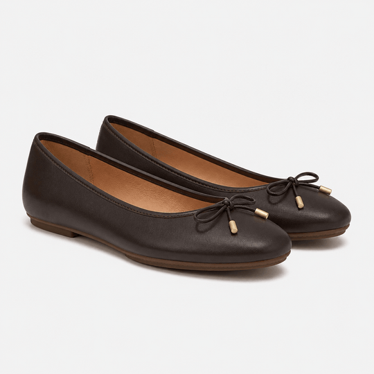 FitFlop DELICATO BOW SOFT LEATHER Womens Ballerina Shoes Chocolate Brown