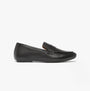 Side view of FitFlop DELICATO SOFT Womens Loafers Black showing leather upper and slip-on design.