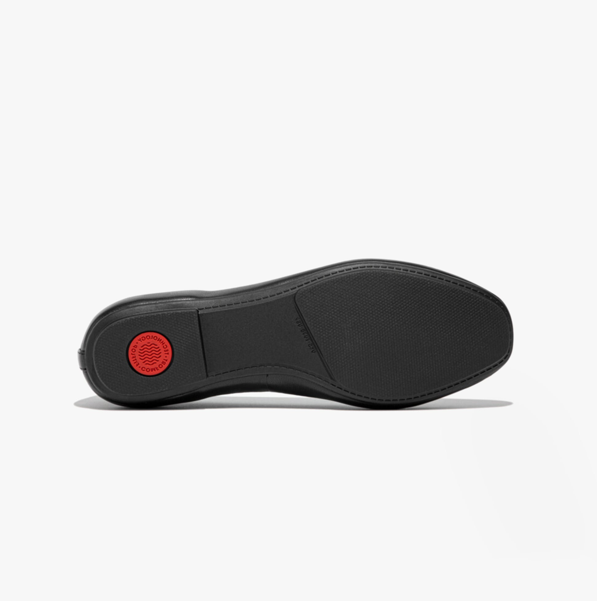 FitFlop DELICATO SOFT Womens Loafers Black sole view showing rubber material and slip-resistant design.