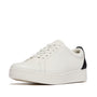 FitFlop RALLY CRYSTAL-BACKTAB Womens Trainers Black side view showing casual leather design with lace-up closure.