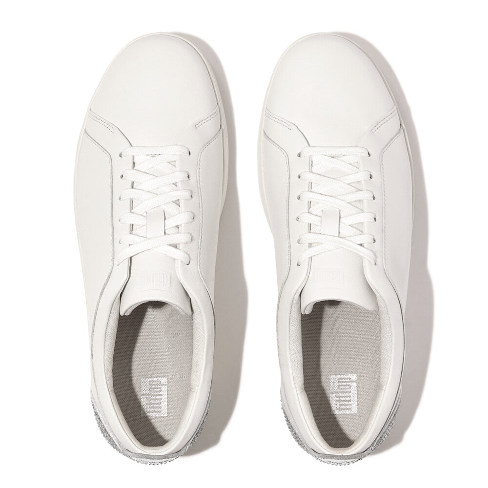 FitFlop RALLY CRYSTAL-BACKTAB Womens Trainers Urban White/Silver top view of trainers.