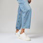 FitFlop RALLY CRYSTAL-BACKTAB Womens Trainers Urban White/Silver side view with denim jeans