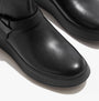 FitFlop F-MODE FOLDED-KNOT Womens Chelsea Boots Black close-up view showcasing smooth leather upper and round toe.