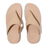 FitFlop LULU LEATHER Womens Toe Post Sandals Sandy Beige top view showing the stylish design and comfortable fit.
