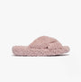 FitFlop iQUSHION D-LUXE Womens Cross Slides Dusky Pink side view showing plush texture and slip-on design.