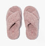 FitFlop iQUSHION D-LUXE Womens Cross Slides Dusky Pink top view showing soft polyester material and cross strap design.