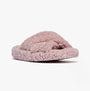 FitFlop iQUSHION D-LUXE Womens Cross Slides Dusky Pink side view of soft plush slipper