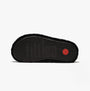 FitFlop iQUSHION D-LUXE Womens Mule Slippers All Black bottom view showing rubber sole with red detail.