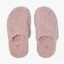 FitFlop iQUSHION D-LUXE Womens Mule Slippers Dusky Pink top view showing soft textile upper and slip-on design.