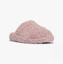 FitFlop iQUSHION D-LUXE Womens Mule Slippers Dusky Pink side view showing soft texture and round toe.
