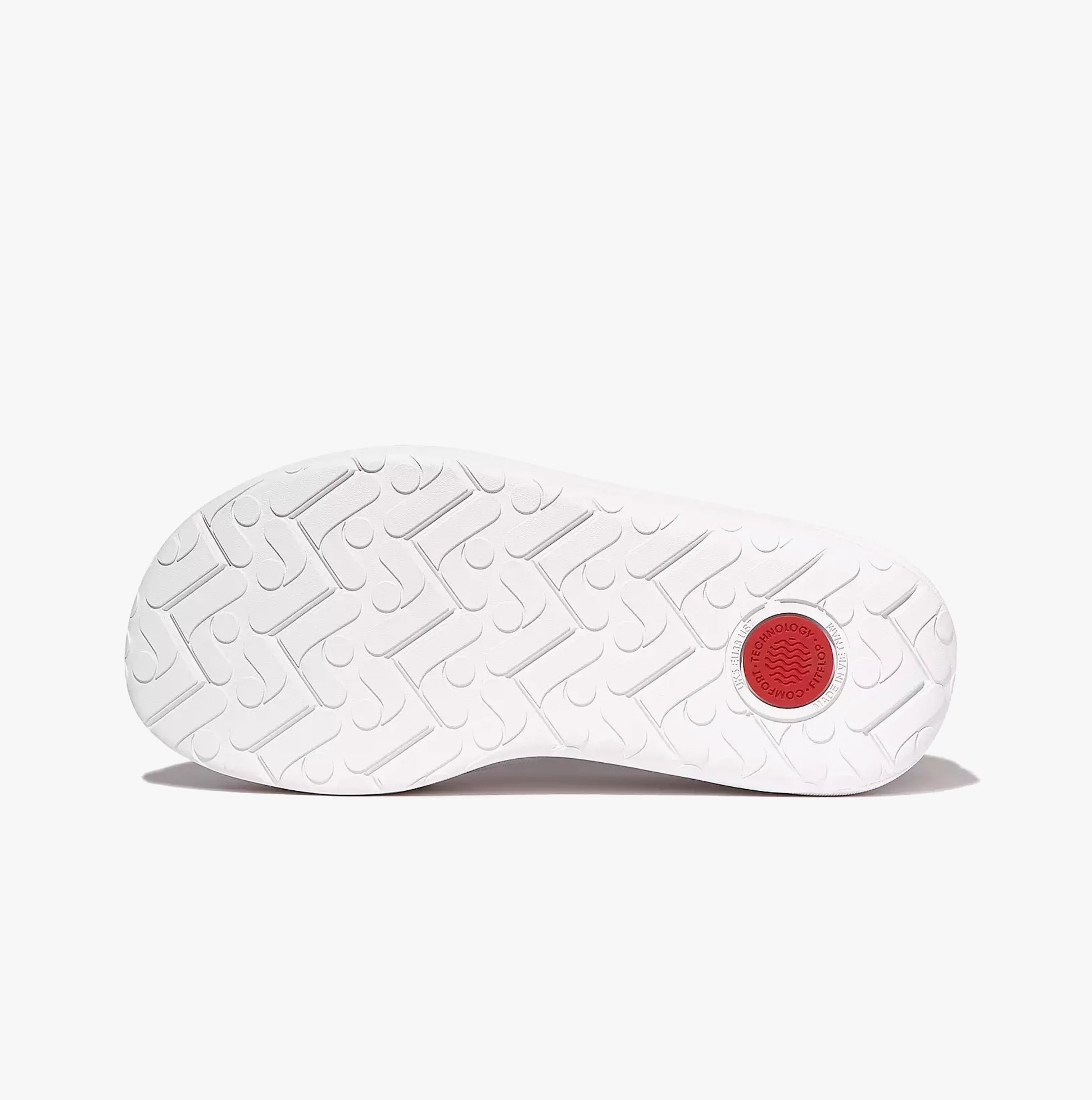 FitFlop WORK HIGH-PERFORMACE Womens Clogs Urban White bottom view showing sole design and red accent detail.