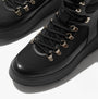 FitFlop F-MODE Womens Ankle Boots Black detail view showcasing black leather upper and lace-up design.