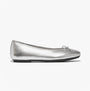 FitFlop DELICATO BOW SOFT Womens Ballet Flats Silver side view highlighting the sleek leather design and round toe.