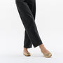 FitFlop DELICATO BOW SOFT Womens Ballet Flats Platino side view on model wearing black jeans