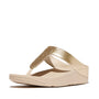 FitFlop FINO GLITTERDUST METALLIC Womens Toe Post Sandals Platino side view with glitter strap and comfortable sole.