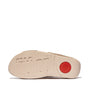 FitFlop LULU GLITTERDUST Womens Slides Platino bottom view showcasing rubber sole with red accent.