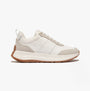 FitFlop F-MODE Womens Trainers Urban White Mix side view featuring casual leather and suede design.