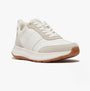 FitFlop F-MODE Womens Trainers Urban White Mix side view showcasing casual leather and suede design.