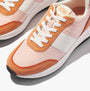 FitFlop F-MODE FLOW Womens Trainers Peachy/Clay Pink Mix detail view showing leather and suede upper with lace-up fastening.
