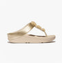 FitFlop FINO BEADIE-BUTTON Womens Toe Post Sandals Platino side view with decorative bead detail and comfortable platform sole.