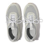 FitFlop F-MODE SUEDE/KNIT Womens Trainers Urban White/French Grey top view with lace-up closure and round toe design.