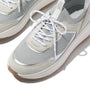 FitFlop F-MODE SUEDE/KNIT Womens Trainers Urban White/French Grey top view showcasing lace-up design and comfort features.