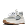 FitFlop F-MODE SUEDE/KNIT Womens Trainers Urban White/French Grey side view with lace-up closure and rubber sole