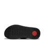 FitFlop F-MODE GO Womens Toe Post Sandals All Black bottom view showcasing rubber sole and logo.