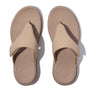 FitFlop F-MODE GO Womens Toe Post Sandals Classic Beige top view showing slip-on design and comfortable fit.