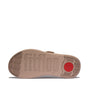 FitFlop F-MODE GO Womens Toe Post Sandals Classic Beige bottom view showing rubber sole and brand logo.