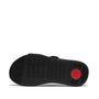 FitFlop F-MODE GO Womens Slides All Black bottom view showcasing tread and logo detail.